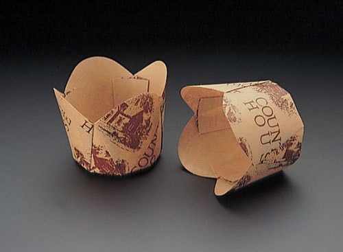 Tenman Paper M-305 Tulip Cup, Brown, Resin Coating, Unbleached Craft, Japan (100 Sheets) WTY65305