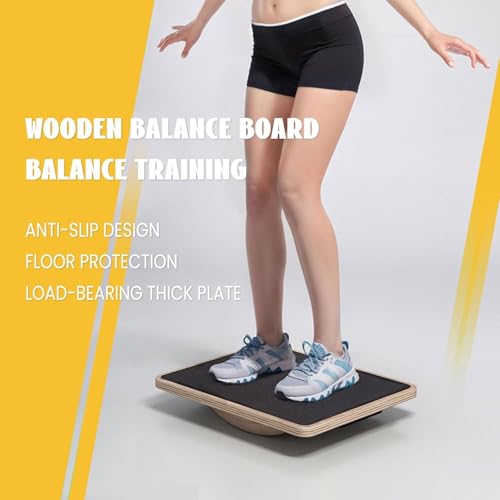 Wiebelplank, sportief balansbord van hout, wiebelplank met antislip voet, balansplank voor onder het bureau, kernkracht, stabiliteit, balansbord voor op het bureau - Afbeelding 3