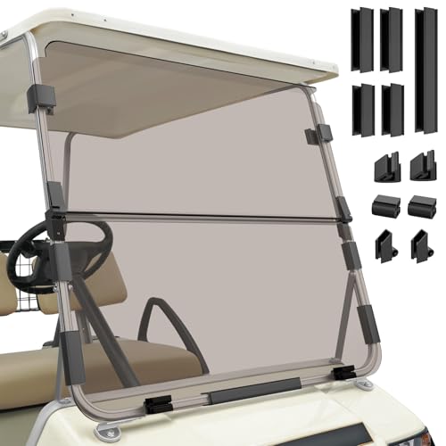 CLUBRALLY Golf Cart Windshield for Club Car DS 1982-2000.5 Foldable UV-Protective Acrylic Club Cart Windshield with Installation Kit-Tinted