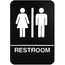 6" x 9" ADA Compliant, Men & Women Restroom Sign, With Raised White Tactile Graphic Characters, Text, and Grade 2 Braille for The Blind 6" x 9" Men & Women, Black