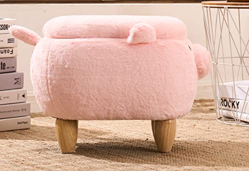 Home 2 Office Pig Storage Ottoman Stool For Kids' Bedroom, Playroom Or Nursery Decor, Soft Animal-Shaped Toddler Furniture With Wooden Legs #TOP5