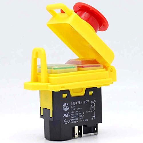 Kedu Kjd17B 120V/16A 5 Pins Industrial Electromagnetic Switch Waterproof On Off Push Button Switches Emergency Stop Button Switches For Electric Power Tools Grinder Cutting Machine Tool Equipment #TOP6