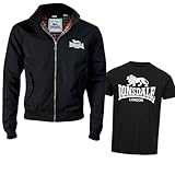Jacke+T-Shirt Lonsdale Jacke - Herren Übergangsjacke - Bomberjacke - Winterjacke - Limited Schlüsselband (Jacke Black, M)