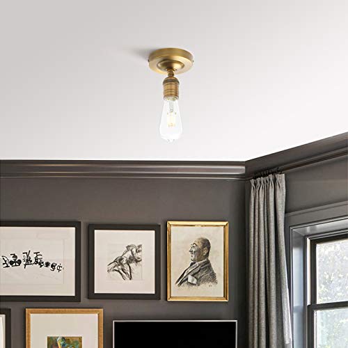 Image of Phansthy Semi Flush Mount Ceiling Light Fixture, Vintage Industrial Close to Ceiling Light, Pendant Light Fixture Ceiling for Bedroom Kitchen Living Room Dining Room (Minimalist -Antique)