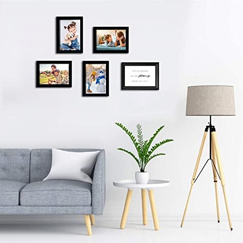 YOUNTHYE 6x4 Photo Frames Multiple Pictures, 8PCS Wooden Black Photo Frame, Picture Frames with Mounts Display for for Tabletop or Mount
