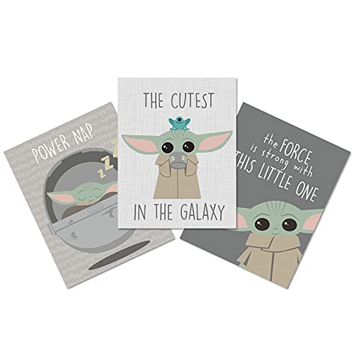 Lambs & Ivy Star Wars The Child/Baby Yoda Unframed Nursery Wall Art Decor 3pc - Image 3