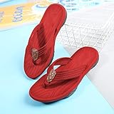 Flip Flops Sommer Herren Flip Flops Massage Hausschuhe Rutschfest Gute Qualität Doppelsohle Schuhe Weich Bequem Große Größe Herrenschuhe 43 rot