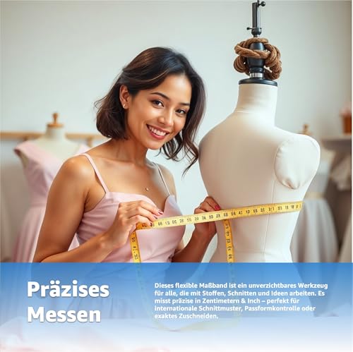 2 in 1 - Massband Maßband cm + INCH Schneidermaßband 150 cm in Aufbewahrungsbox