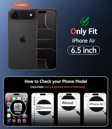 Image of FNTCASE for iPhone Air Case Matte: Magnetic Phone Cases with Screen Protector Drop Proof Compatible with Magsafe Slim Anti Yellowing Rugged Protective Translucent Cell Phone Cover (C-Black)
