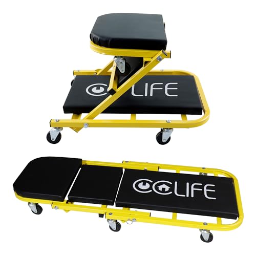 CCLIFE Werkstatt Rollbrett Montagerollbrett 2in1 Werkstatthocker bis 150kg