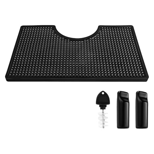 MRbrew Beer Drip Tray, Non-Slip PVC Kegerator Surface Mount Drip Tray Mat with Draft Beer Tower Flange Cutout fit Kegerator Tower Beverage or Coffee Bar Service