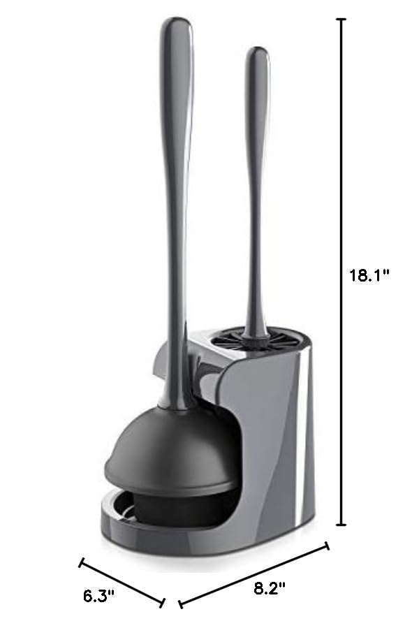 Image of MR.SIGA Toilet Plunger and Bowl Brush Combo for Bathroom Cleaning, Gray, 1 Set (Pack of 2)