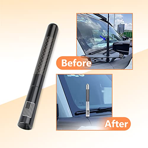 Sodcay 1 Pack Carbon Fiber Polished Finish Short Automotive Antenna, 4.7 Inch Car Radio Antenna Mast With Internal Copper Coil, Compatible For Car, Truck And Van (Black) #TOP6
