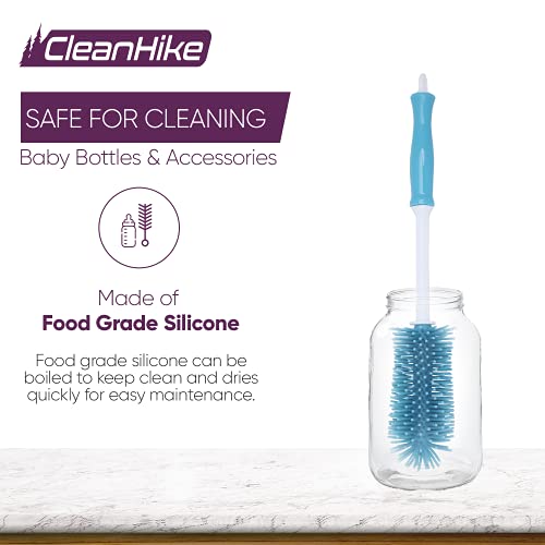 Blue (3) Baby Bottle Silicone Brushes And (30 Pack) Baby Milk Bottle Cleaning Tablets, Water Bottle Tumbler Cleaner #TOP6