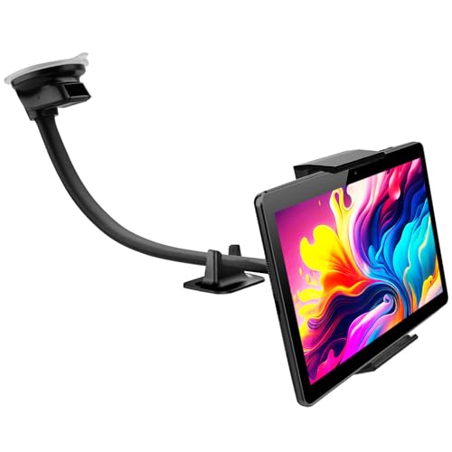 Turnaroundtech Soporte Tablet Coche salpicadero Parabrisas Ventosa Compatible con Tablets pc de hasta 12' Soporte Tablet salpicadero Coche Soporte salpicadero Tablet Coche Soporte Parabrisas Tablet