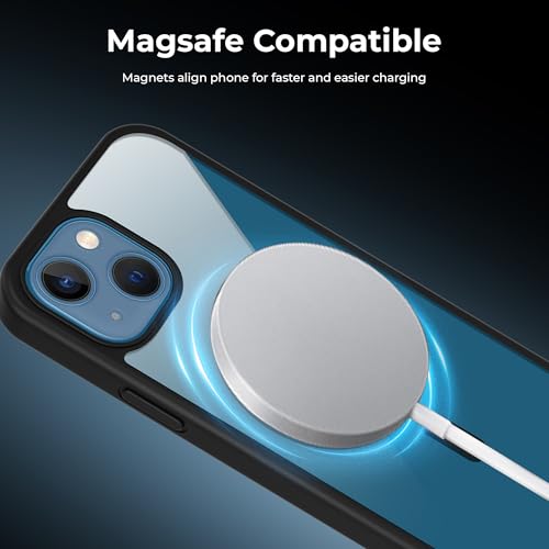 Image of A rtistque Clear Back Cover Case for iPhone 13 / iPhone 14 | Mag-Safe | Transparent Acrylic Armor | Shockproof TPU Protective Design | iPhone 13 Back Cover - Black Bump