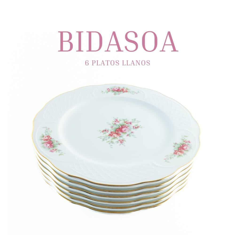 FranquiHOgar Juego de Platos Llanos de Porcelana (6 piezas) Bidasoa Irina con Motivos Florales y Filo de Oro, Vajilla Elegante y Atemporal