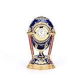 QIFU Easter Egg Replicas Series Hand Pianted Hinged Jewelry Trinket Box, Vintage Table Clock for Home Decor, Unique Gift for Family