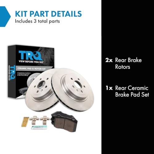 Image of TRQ Rear Brake Pad and Rotor Set Ceramic Compatible with 2012-2016 Tesla S