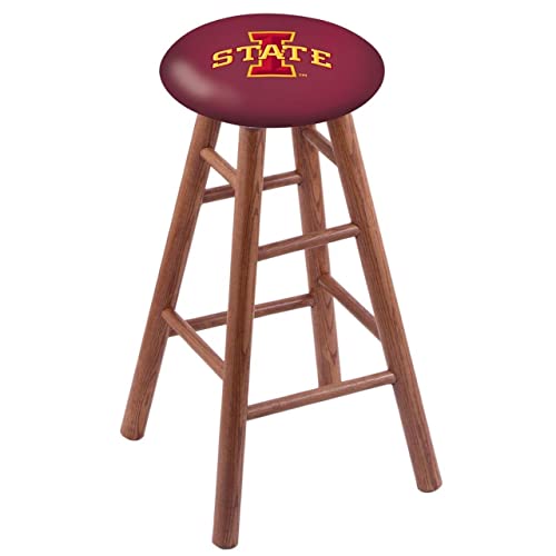 Holland Bar Stool Co. Oak Extra Tall Bar Stool in Medium Finish with Iowa State Seat by The