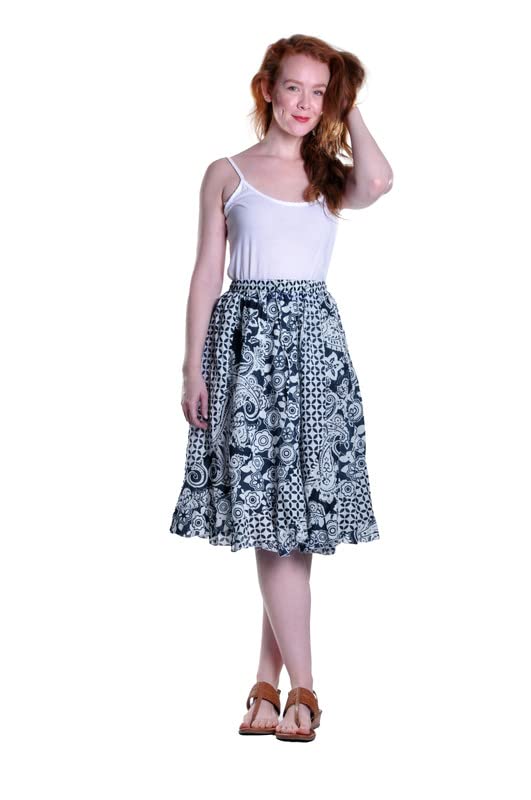 LA CERA Women's Plus Size Printed Cotton Patchwork A-Line Knee-Length Skirt with Elastic Waistband Casual Summer Wear2