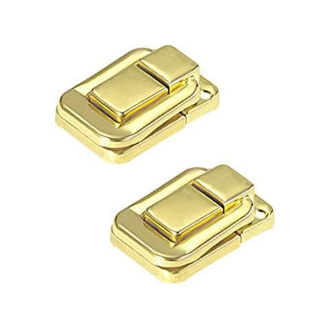 FOTN 2PCS Toggle Catch Lock, 40mm Retro Decorative Yellow Hasp w Screws for Suitcase Chest Trunk Latch Clasp Cover