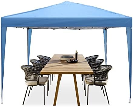 LONABR 10X10 Pop up Gazebo Height Adjustable Outdoor Canopy for Patio, Backyard Tent Canopy, Blue