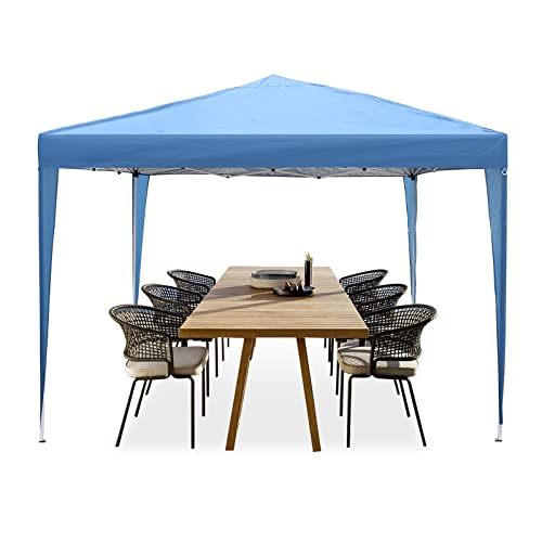 Lonabr 10X10 Pop Up Gazebo Height Adjustable Outdoor Canopy For Patio, Backyard Tent Canopy, Blue #TOP1