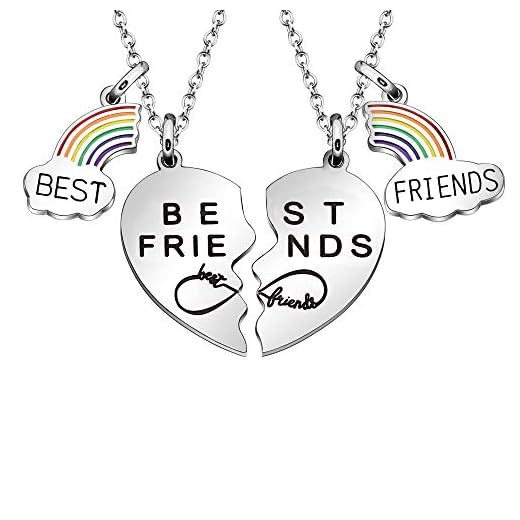 Maxforever Bästa vänner present, Best Friends 2 delat hjärta hänge halsband vänskapshalsband för bästa vänner e rostfritt stål, colore: SILVER, cod. UKVANBFNECKLACE