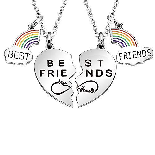 Maxforever Best Friends Gifts Best Friends 2 Split Heart Necklaces Friendship Jewelry Birthday Christmas Gifts for Best Friends (Best Friends)