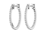 1 Carat Diamond Inside Out Oval Hoop Earrings for Women in 14k White Gold (H-I, SI2-I1, cttw) Screw