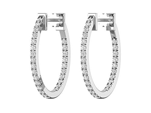 1 Carat Diamond Inside Out Oval Hoop Earrings For Women In 14K White Gold (H-I, Si2-I1, Cttw) Screw Back By Privosa Fine Jewelry #TOP9