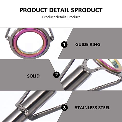 Kit de reparo de anéis de aço inoxidável com ponta de vara de pescaria, 5 peças, acessórios de mastr