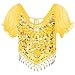 Women's Beaded Sequin Crop Top Irregular Hem Bra Belly Dance Costume Sexy Lace-Up Back Vest