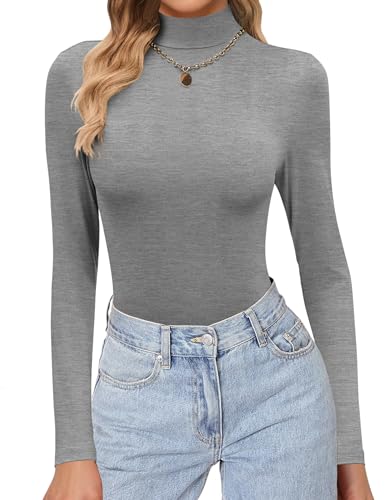 Image of Ekouaer Womens Turtleneck Shirts Long Sleeve Lightweight Fitted Thermal
