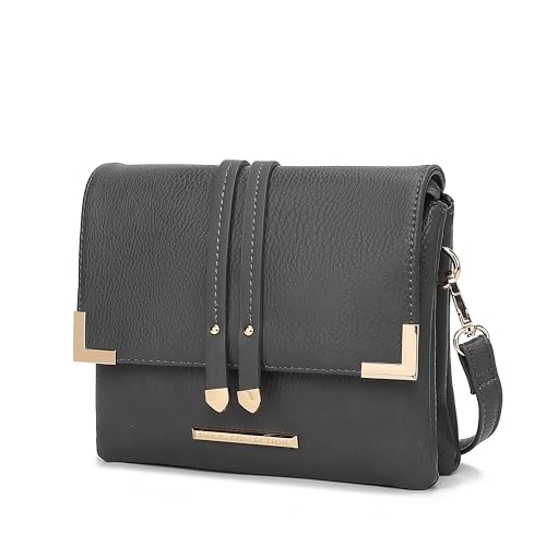 MKF Collection Bolsa tiracolo feminina moderna, de couro vegano, bolsa de mão feminina da Mia k, Lydia Charcoal, Medium