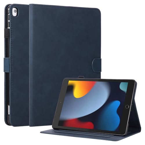 Vaitasy Case for iPad 9.7 6th/5th Generation 2018/2017 Case with Multi-Angle Viewing Stand Function and Card Holder PU Leather Folio Cover for iPad Air 2 Air 1 Business Blue by Vaitasy - Used condition - CA$16.01