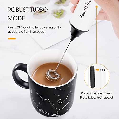 Foodville Mf05 Rechargeable Milk Frother Usb Charging Handheld Foam Maker With Balloon Whisk, 16 Pcs Latte Art Templates, Stainless Steel Stand For Cappuccino, Latte, Protein Powder #TOP3