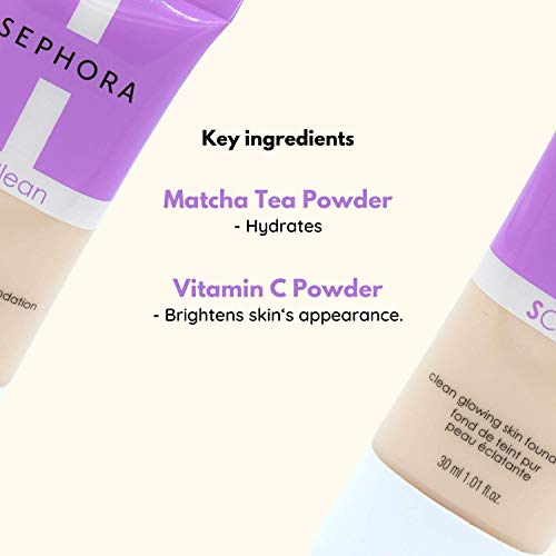 Sephora Collection Clean Glowing Skin Foundation - Full Size Face Makeup Liquid Foundation For Women With Matcha Tea Powder And Vitamin C - Shade 3 #TOP29