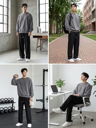 GRECIILOOKS Men's Black Baggy Track Pants - Image 7