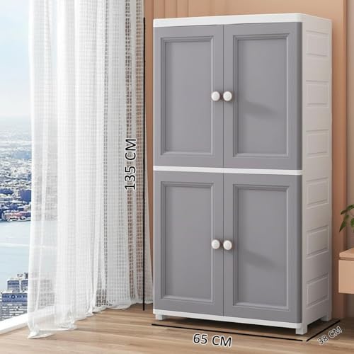 Image of LERIMO Multipurpose Stackable Plastic Cupboard Drawer for Clothes Storage, Almirah for Clothes, Foldable Wardrobe Cabinet Organizer for Office, Kitchen, Bathroom (European GREY-SJ6529, 4 - Layer)