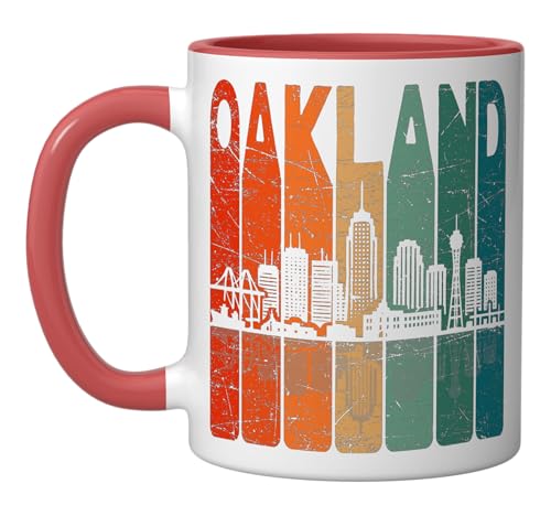 Taza cerámica vintage Oakland 11 onzas rojo/blanco miniatura 1
