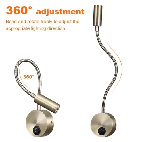 Lámpara de lectura ajustable 360 con flexo de cuello de cisne e interruptor de botón integrado 5