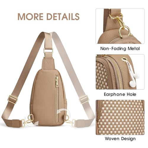 Image of Kattee Sling Crossbody Bag for Women, Leather Fanny Pack Crossbody Sling Bags, RFID Purse Chest Bag Small Daypack for Women