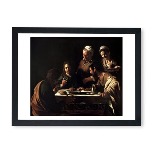 Affiche encadrée Caravaggio Souper à Emmaüs 1606 édition prestige par Spiffing Prints