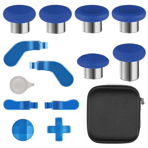 Image of Lierhyt Elite Series 2 Accessories,Gaming Metal Replacement Kit,Includes 4 Elite 2 Controller Paddles,6 Swap Joysticks,2 D-Pads,1 Adjustment Tool and Button Organizer (Blue)