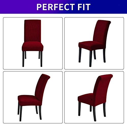 Howhic Stretch Chair Covers For Dining Room Set Of 6, Removable Washable Dining Room Chair Covers, Dining Chair Slipcovers Seat Protector, Great Home Decor And Banquet Upholstery (Red Dahlia, 6 Pack) #TOP3