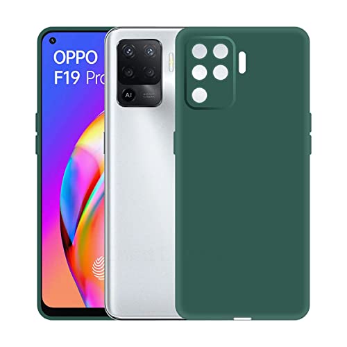 Image of Case Creation Liquid TPU Silicone Cover for Oppo F19 Pro Soft Case,Anti-Dirty Slim Case Frosted Matte Cute Candy TPU Raised Bezel (Splash of Color) Back Case Cover for Oppo F19 Pro -Lake Green