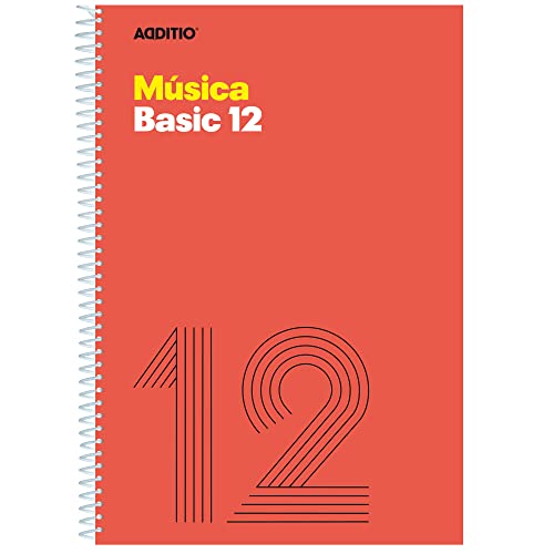 Additio - Cuadernos De Música Basic 12 | Adaptados A Todas Las Edades Y Procesos De Aprendizaje | 12 Pentagramas De 10 Mm | 50 Páginas | Tamaño A4 | Papel Ecológico | Espiral | Rojo