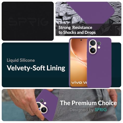 Image of SPRIG Compatible with Vivo V60 Premium SilkTone Back Cover Drop Tested Shock Proof Mobile Case for Men, Women, Boys and Girls with Camera Protection (Purple)